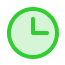 Pictogramme vert d'une horloge