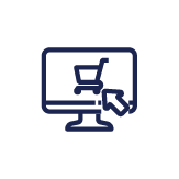 Pictogramme bleu d'un site de commerce en ligne